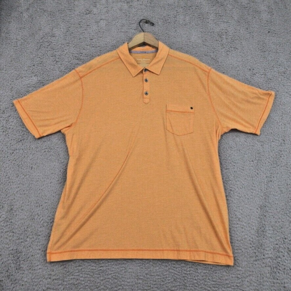 Tommy Bahama Polo Shirt Men XL Orange Vibrant Resort Casual Summer Essential